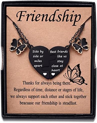 Best Friends Colar Set para 2, Presente de Amizade de Longa Distância para BFF Birthday, Butterfly Charm Jewelry for