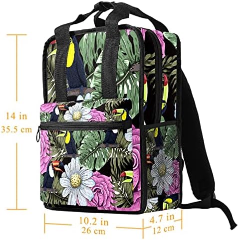Tbouobt Travel Mackpack Laptop Laptop Casual Mochila Para Mulheres Homens, Folhas Tropicais Parrot Floral Daisy