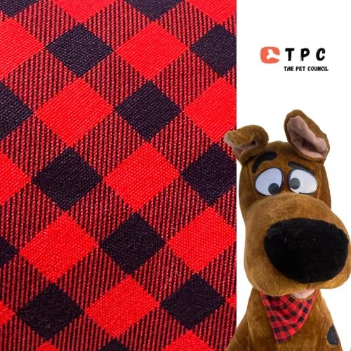 TPC Buffalo Small Plaid Dog Bandana | 3 contagem | tecido duplo, bandanas fofas para cães em desenhos xadrez vermelho, azul e amarelo.