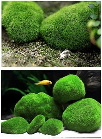 Decorações de tanques de peixe Simulação Simulação Falsa Moss Stone Flocking Resina Verde Algae Bola Micro-Landscape