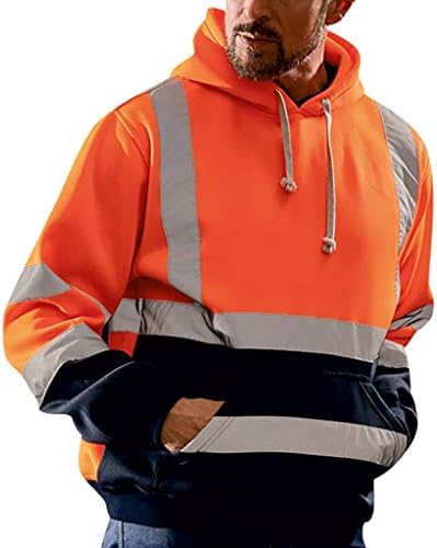 Colegados masculinos, trabalho de rodoviário de alta visibilidade PullOver de manga comprida com capuz de moletom blusa Tops