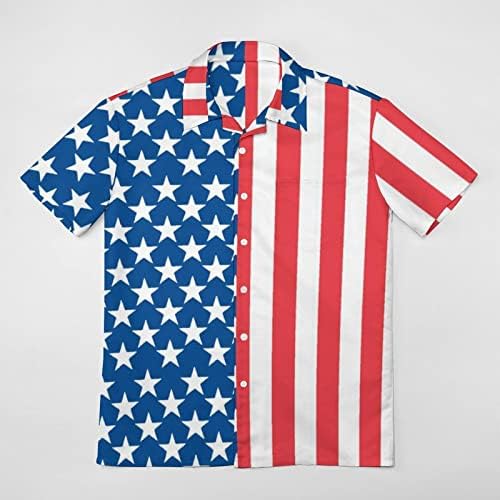 WeedKeycat 4 de julho American Flag Men Shamis de manga curta de manga curta botão de ajuste solto para baixo, camisetas de praia casuais