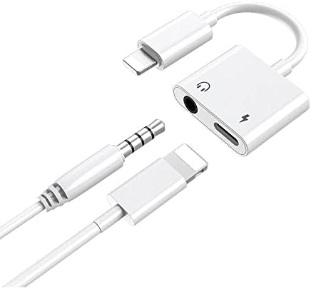 Adaptador de fone de ouvido inteligente, 2 em 1 Lightning a 3,5 mm AUX Audio Jack Charger Splitter Compatível com iPhone 14/13/12/11/xs/xr/x/8/iPad