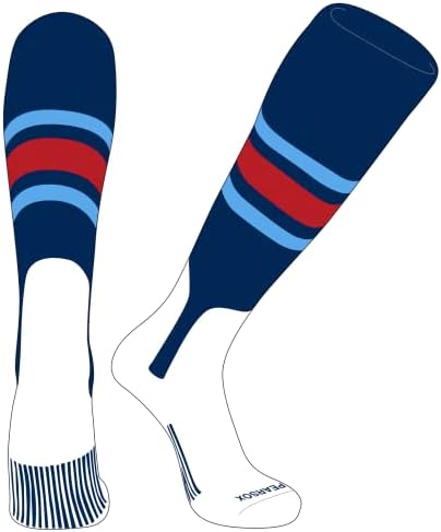 Pear Sox OTC Baseball Softball Stirrup Socks Marinha, azul -céu, vermelho