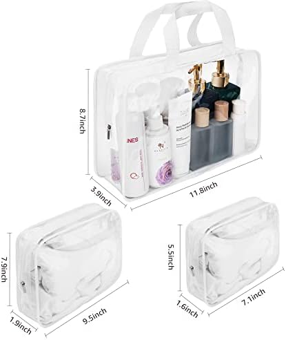 3PCS TSA Bolsa de higieness clara aprovada, bolsa de viagem cristalina bolsa de cosmética PVC, acessórios para viagens Bolsas de