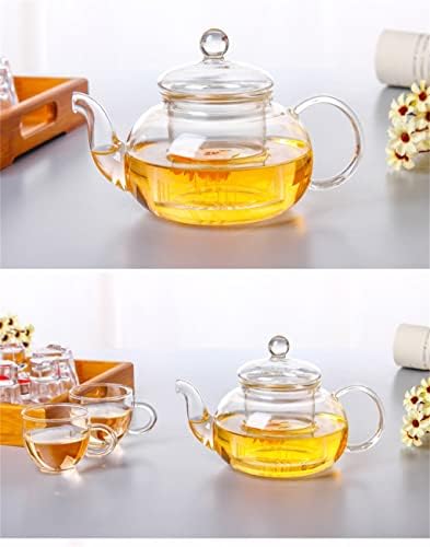 Panela de chá de flor de vidro resistente ao calor de Nicheyfy, bule de chá prático com flor com infusão de café com leaf de folhas de chá