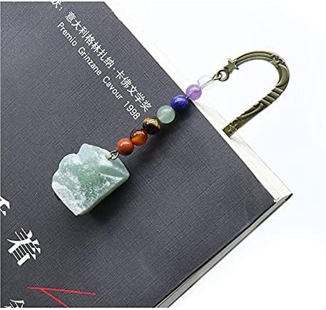 Crystal Tome requintado requintado de metal vintage marcador de marcadores Sun Moon Books com 7 cristais de chakra