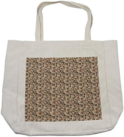 Bolsa de compras de Ambesonne Camo, manchas de camuflagem do deserto abstrato em pastel, bolsa reutilizável ecológica para a praia de mantimentos e muito mais, 15,5 x 14,5, creme