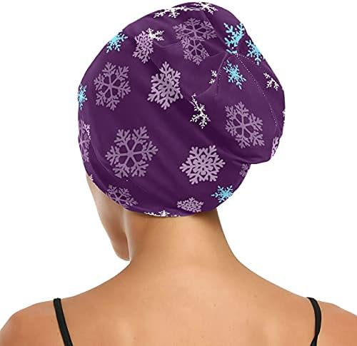 Skull Cap boné de gorro de tampa de trabalho para mulheres Fladeiras para mulheres flocos de neve de neve de inverno Ano Novo Bon Bond Working Hair Headwear Night Bap