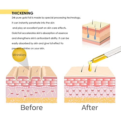 24k folha de ouro ácido hialurônico essência líquido hidratando linhas finas linhas linhas anti -envelhecimento Remova as rugas soro de nicotinamida facial