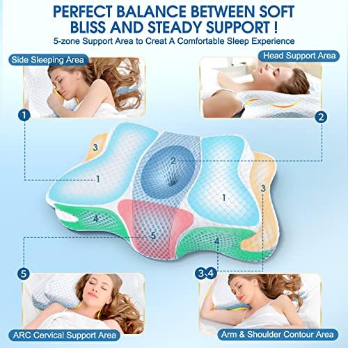 CHXXY Ajuste o travesseiro cervical de espuma de memória ajustável, travesseiro de pescoço para alívio da dor no pescoço, travesseiro