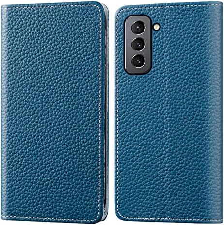 Caso da carteira de Yagelang para Samsung Galaxy S23 Plus, capa de couro genuína de flip de luxo com titular de cartas para homens homens de fechamento magnético Fólio Tampa do telefone Samsung Galaxy S23+, azul