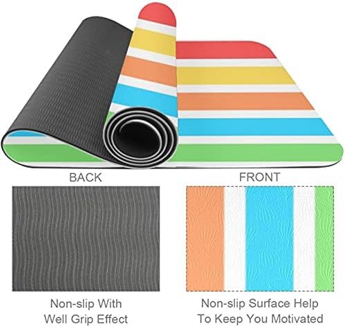 Exercício e fitness de espessura sem escorregamento 1/4 tapete de ioga com listras coloridas impressas para ioga pilates
