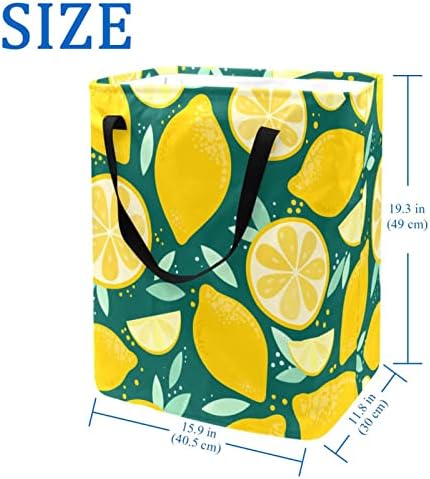 Fruit Lemon Pattern Plant Print Print Collapsible Laundry Turmper, 60l de lavanderia à prova d'água de lavagem de roupas de roupas