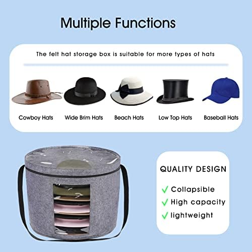 Caixa de chapéu Zituri, caixas de chapéu para mulheres / homens de armazenamento, caixa de chapéu de cowboy com tampa