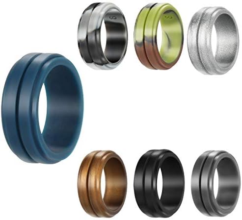 Anéis de silicone atorx para homens, 7 pacote de casamento de silicone premium, anel de casamento de silicone masculino