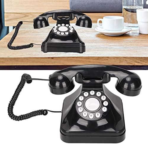 Telefone fixo vintage, telefone de mesa multifuncional clássico com fio, botão de discagem antiga antiga com flash, função