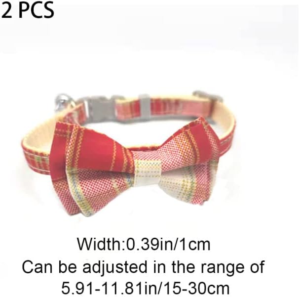 2 PCS colarinhos de cachorro colares de estimação ajustáveis ​​Projeto de fivela de fivela laços com sino para casamentos sessões de fotos diárias caminhadas