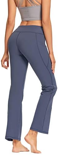 Bootcut padrão feminino de Yogamite com 3 bolsos, treino de controle de barriga Botleg e calça de trabalho de ioga