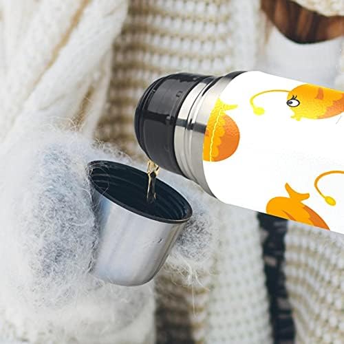 Caneca isolada a vácuo de aço inoxidável, adorável peixe de desenho animado 1-01 imprimir garrafa de água térmica para bebidas quentes e frias para crianças adultos 17 oz