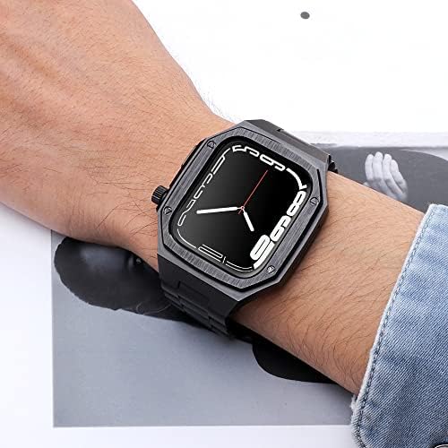 Caixa de cinta modificada de metal ZEDEVB para Apple Watch 8 7 45mm Aço inoxidável Integrado Cascado de proteção para Iwatch 8 7 6 5 SE 45mm 44mm