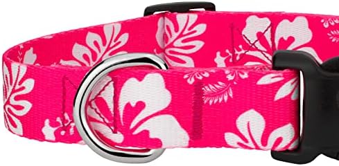 Country Brook Petz - Deluxe Pink Hawaiian Dog Collar - Made nos EUA - Coleção Havaiana com 8 Designs Tropicais
