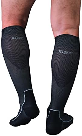 Jobst Sport Knee High 15-20 MMHG Meias de compressão, preto/preto preto, médio