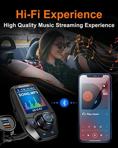 Transmissor Bluetooth FM para kit de adaptador de rádio sem fio de carro, microfone duplo de chamadas de mãos livres,