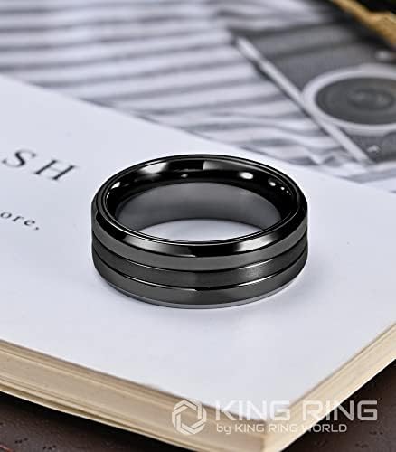 Ring King anel de 8mm de 8 mm - Anel de acabamento super polido com linha Matt, adequada como anel de casamento masculino, anel de aço inoxidável, aliança de casamento moderna masculina