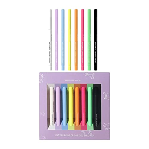 Rímel de britador de aglomerado 8pcs Eyeliner líquido de cor à prova d'água colorido delineador colorido colorido lápis define quente