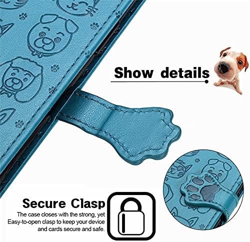 Casca CCSmall Carteira para Nokia G300, Cartoon de cães de gato estilo fofo com suporte para cartão de identificação PU PULHO DE CAPELO DE CAPELO PARA NOKIA G300 mg azul
