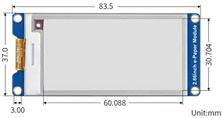 Coolwell WaveShare 2,66 polegadas Módulo de exibição de tinta eletrônica para Raspberry Pi/Jetson Nano, 296 × 152 pixels, interface