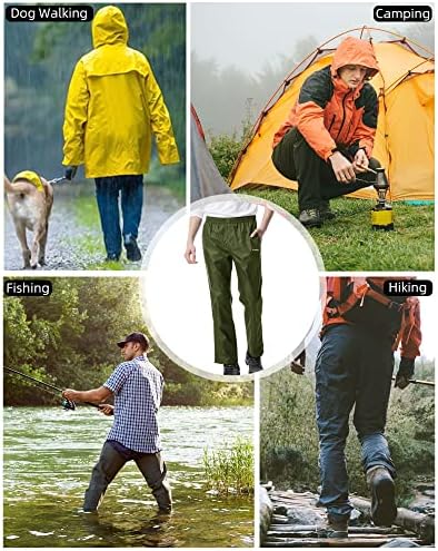 Calças de chuva masculinas de iCreek, à prova de vento respirável à prova de vento, sobre calças, chuva ao ar livre para caminhadas, golfe, pesca
