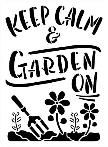 Mantenha a calma e o jardim em estêncil por Studior12 | Modelo Mylar reutilizável Paint Wood Sign | Artesanato DIY ampers