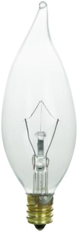 Sunlite 60CFC/32/CD2 Incandescent 60 watts, candelabra, lustre, ponta da chama, lâmina clara, 2-pacote cardado