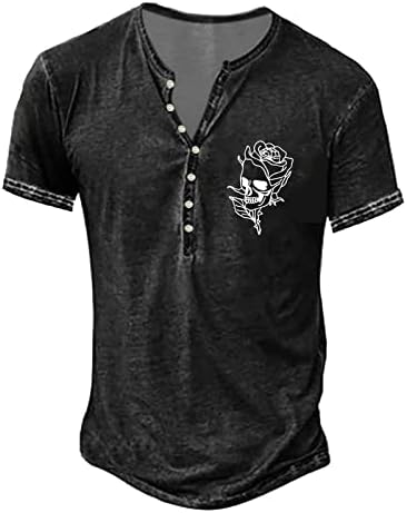 FUCUSIA TRANDEUTO TOPS Mens Summer Retro Old Botão básica Placket Camisa de mangas curtas de mangas curtas de mangas curtas de mangas curtas