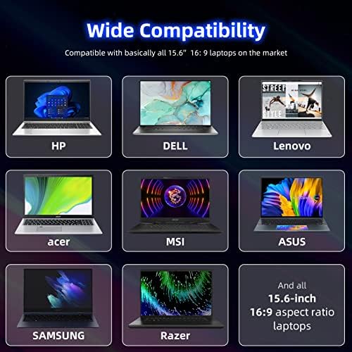 [2 pacote] Tela de privacidade do laptop 15,6 polegadas compatível com HP/Dell/Acer/Samsung/Asus/Lenovo/Toshiba, 16: 9 aspecto protetor de filtro de luz azul removível, 15,6 no laptop Screen Shield