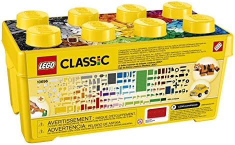 LEGO Classic Medium Creative Brick Box 10696 Building Toy Set - com armazenamento, inclui trem, carro e figura de tigre e