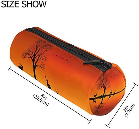 Saco de lápis de Djrow com zíper com caneta organizadora de veados árvores Sunset Silhouette Makeup Bag Acessórios bolsa de