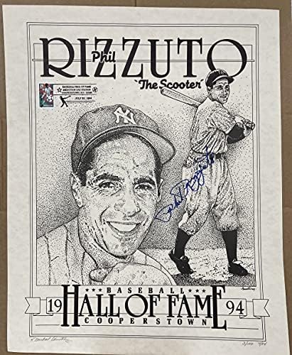 Phil Rizzuto assinou autografado 16x20 Imprimir New York Yankees 3/10 - Hologramas de correspondência de COA
