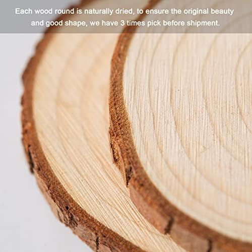 Fatias de madeira natural de Fezzia, 30pcs Kit de círculos de madeira redondos pré-perfurados para decorações de ornamentos