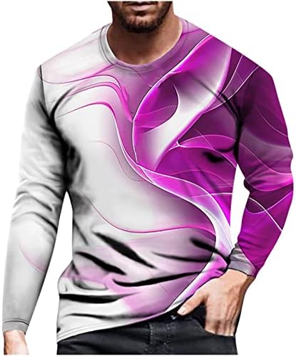 Homens moda moda casual redondo camiseta colorida tee de manga longa blusa tops de manga longa