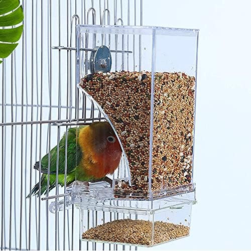 Kathson No-Mess Bird alimentador Parrot Paprot Integrado Automático alimentador de alimentos Recipiente de semente