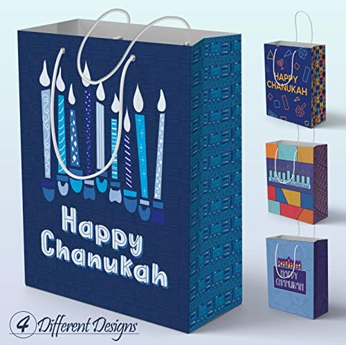 Sacos de presente de Hanukkah - 4 Pacote pequenas sacolas de presente azul - 5 polegadas x 8 polegadas - Sacos de presente