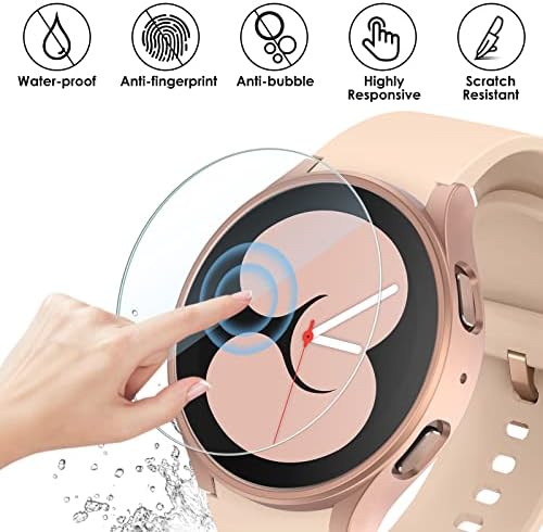 Kimilar [5+5 pacote] Galaxy Watch 5/Galaxy Relógio 4 Caso de protetor de tela 44mm, vidro anti-fog e parafuso de proteção