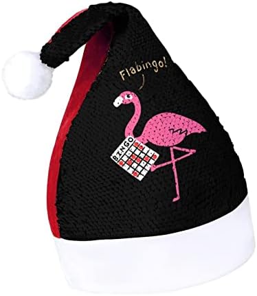 Flamingo rosa engraçado chapéu de Natal lantejoulas chapéus de Papai Noel para homens Decorações de festas de férias de Natal