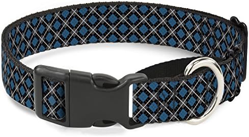 Fivela-down Argyle Black/Grey/Turquoise Martingale Dog Collar, 1,5 Widefit 13-18 pescoço-pequeno