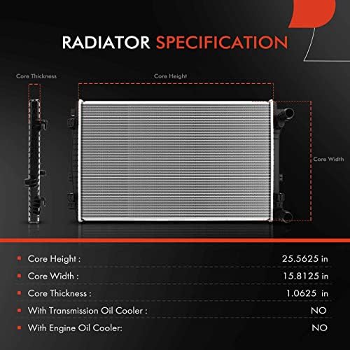 Conjunto do radiador do refrigerante do motor A-premium Compatível com Volkswagen Golf 2015 L4 2.0L, transmissão manual, substitua# 5q0121251er