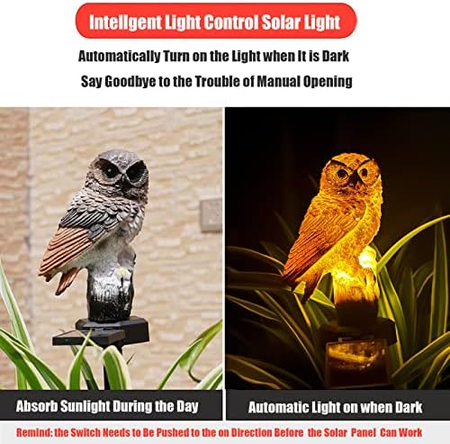 Tiloya Owl Solar Garden Light Pro, Cute Owl Outdoor Yard Light Impermeável Adorável Jardim Light Pro for Garden Lawn Decoration