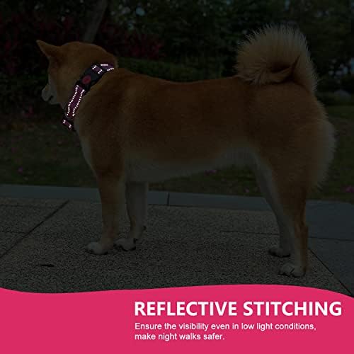 Docatty Reflexive Dog Collar, colarinho de cão de nylon ajustável com fivela de travamento de segurança e colares de treinamento